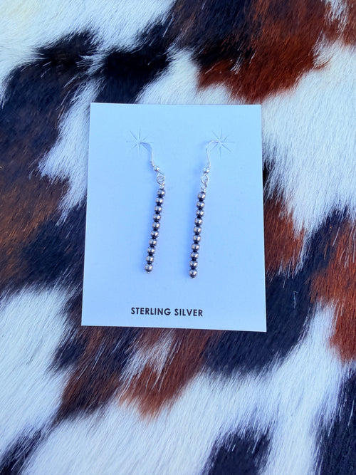 Handcrafted Sterling Silver Pearl Beaded Dangle Earrings
