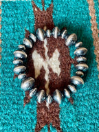 Vinita Cowboy Navajo Handmade 5mm-8mm Sterling Silver Beaded Stretch Bracelet