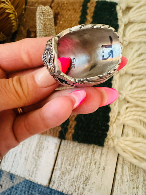 Old Pawn Navajo Sterling Silver & Labradorite Men’s Ring Size 7.5