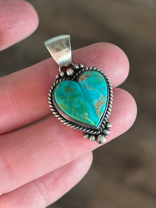 Navajo Sterling Silver Electric Rainbow Mini Heart Pendants by Bernyse Chavez