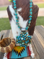 Handcrafted Turquoise & Sterling Silver Beaded Cross Necklace by Emer Thompson