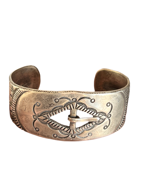 Hand Forged Old Pawn Sterling Silver Ingot Cuff Bracelet by Santa Fe Artist, Buffalo: The Buckle