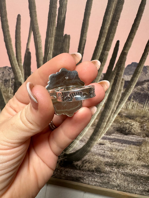 Beautiful Handmade Palomino Turquoise, Sonoran Mountain And Sterling Silver Adjustable Ring