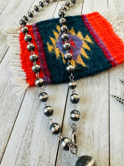 Navajo Sterling Silver Beaded Tassel Blossom Necklace