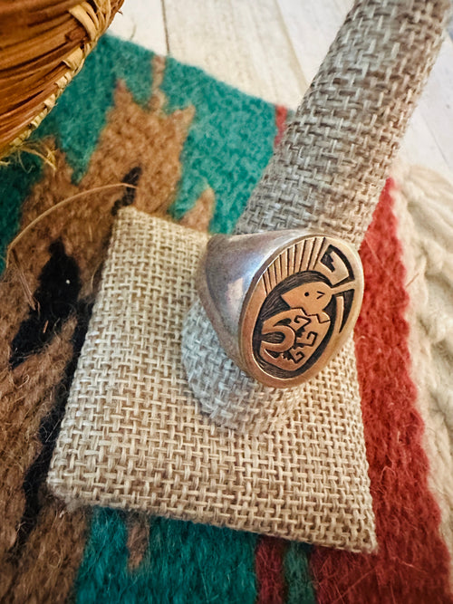 Old Pawn Navajo Sterling Silver with Gold Overlay Ring Size 11.75