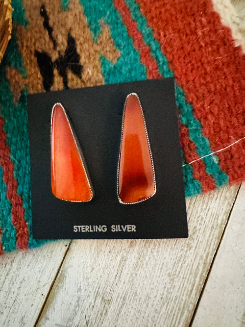 Navajo Jasper Sterling Silver Post Earrings Signed