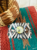 Handcrafted Old Pawn Sterling Silver & Palomino Turquoise Cuff Bracelet by Chimney Butte