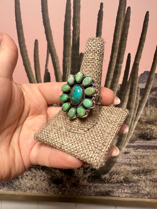 Beautiful Handmade Palomino Turquoise, Sonoran Mountain And Sterling Silver Adjustable Ring