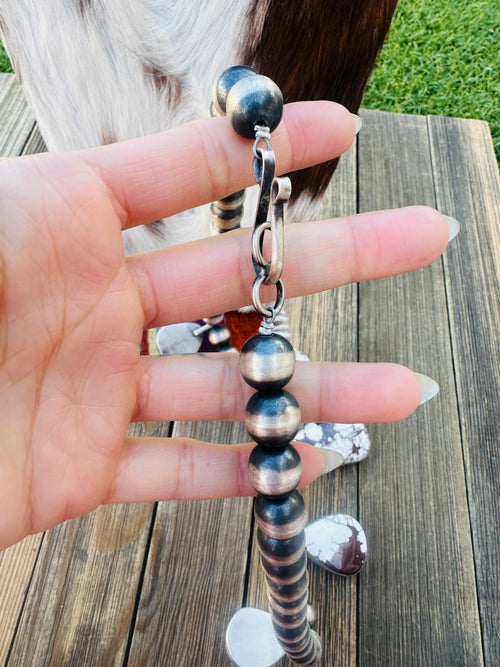 Handcrafted Wild Horse & Sterling Silver Beaded Necklace