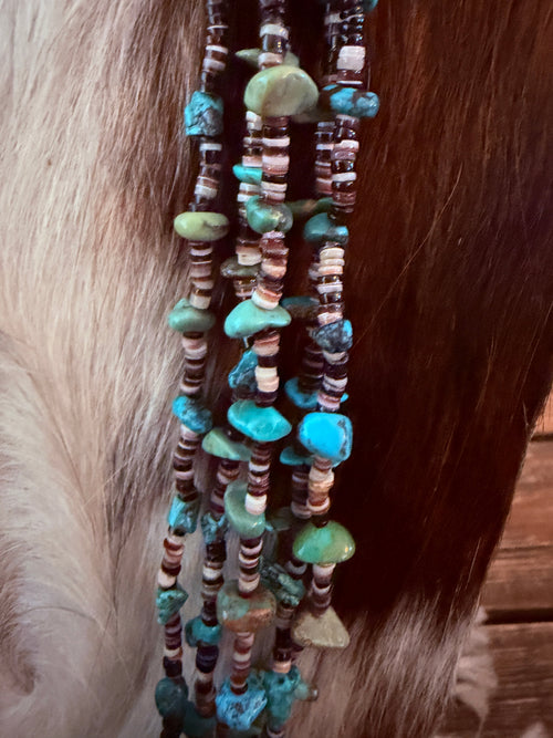 Old Pawn Handcrafted Turquoise & Heishi Shell Five-Strand Beaded 30” Necklace