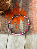 Navajo Pink Mojave and Sterling Silver Pearl Beaded Bracelet