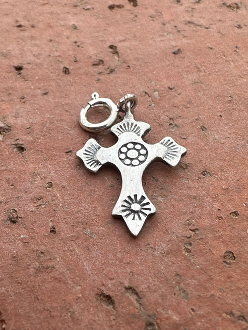 Sterling Silver Hand Stamped Cross Charm