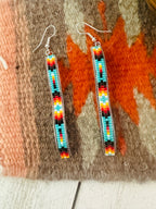 Navajo Handmade Multicolor Beaded Dangle Earrings