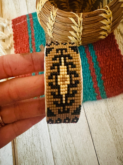 Navajo Made Beaded Leather Bracelet