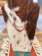 Handmade Sterling Silver & Red Fire Opal Beaded Necklace
