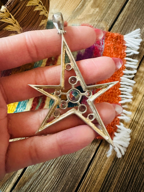 Handcrafted Old Pawn Sterling Silver & Topaz Star Pendant
