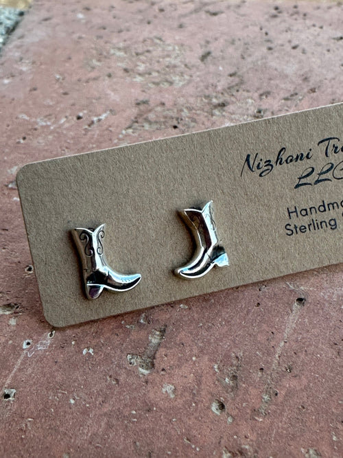 “The Cowboy” Handmade Sterling Silver Cowboy Boot Stud Earrings