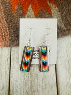 Navajo Handmade Multicolor Beaded Dangle Earrings