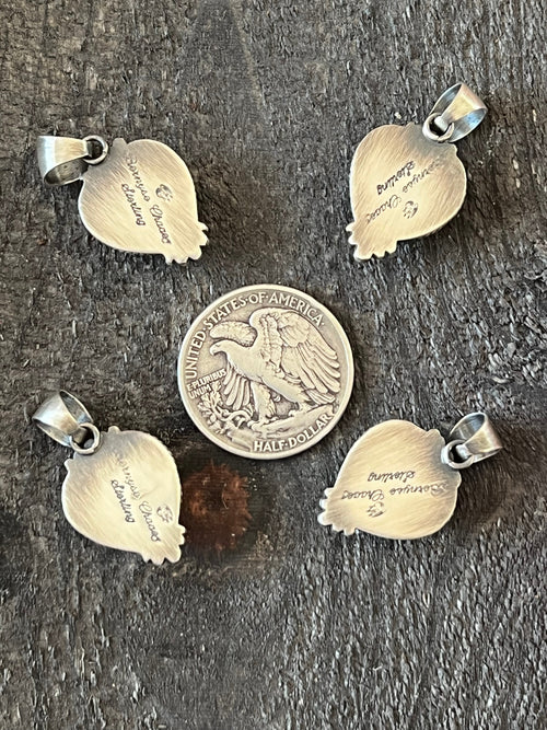Navajo Sterling Silver Electric Rainbow Mini Heart Pendants by Bernyse Chavez