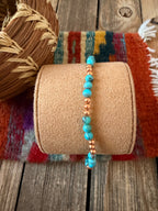 Handcrafted Turquoise & Copper Beaded Stretch Bracelet