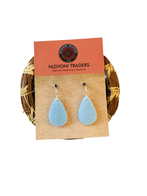 Navajo Summer Lovin’ Sterling Silver & Blue Opal Teardrop Dangle Earrings