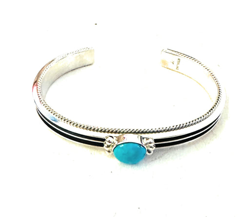 Navajo Sterling Silver & Turquoise Cuff Bracelet