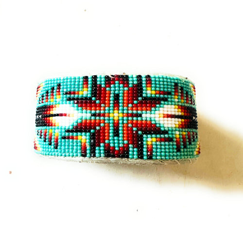 Navajo Made Beaded Leather Bracelet