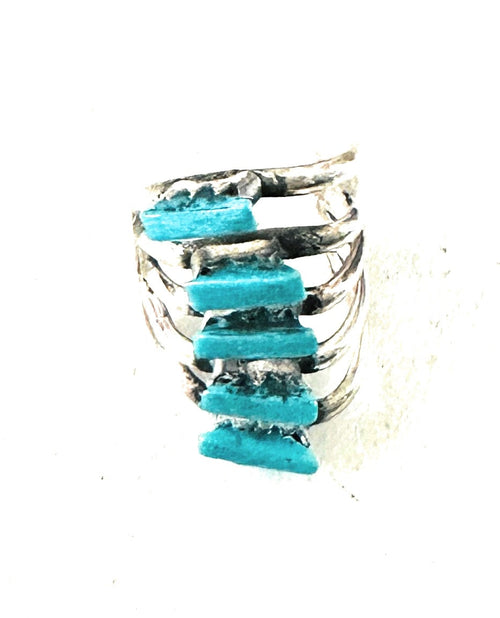 Navajo Sterling Silver & Turquoise 5 Stone Ear Cuff