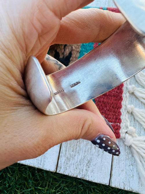 Handcrafted Old Pawn Sterling Silver and Coral Cuff Bracelet