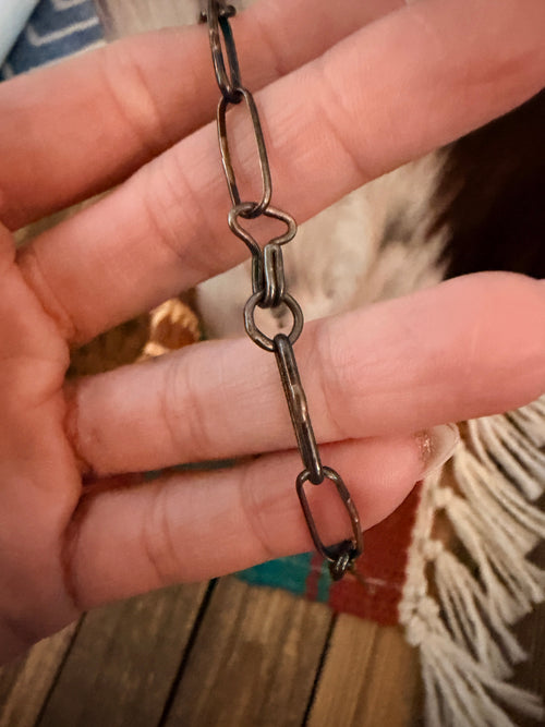 Old Pawn Handcrafted Sterling Silver and Multi Stone Inlay Necklace