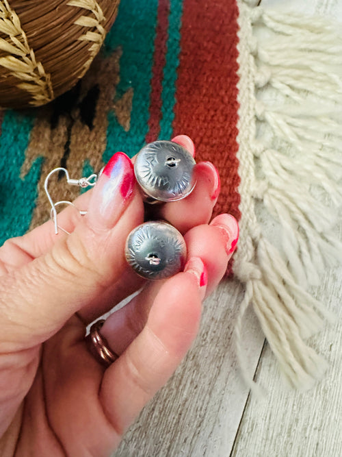Navajo Sterling Silver Pearl Beaded Dangle Earrings