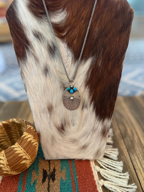 Old Pawn Handcrafted Turquoise & Sterling Silver Necklace