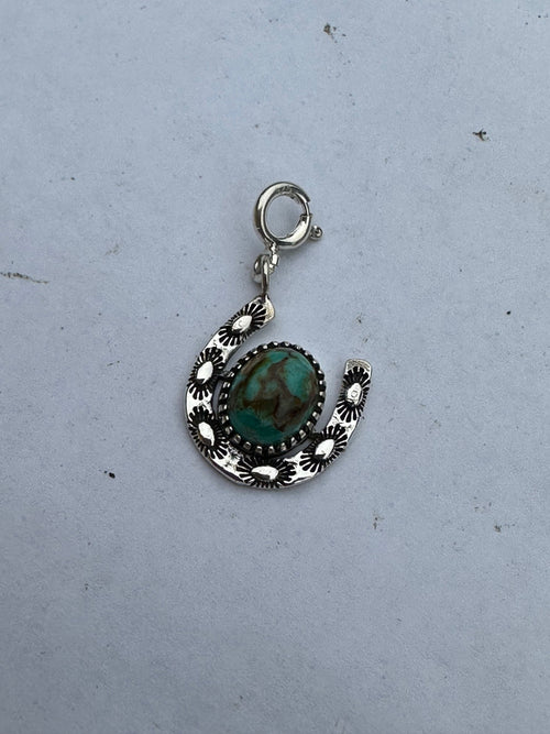 Sterling Silver and Royston Turquoise Horseshoe Charm