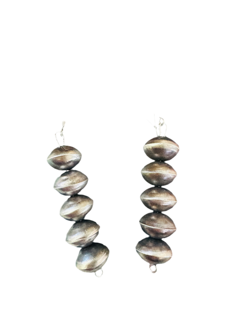 Navajo Sterling Silver Pearl Beaded Dangle Earrings