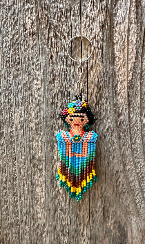 Handmade Beaded Frida Kahlo Keychain