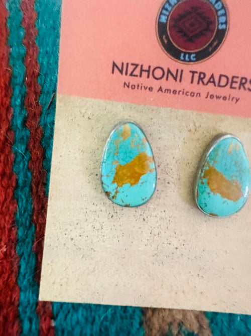 Navajo Royston Turquoise and Sterling Silver Stud Earrings