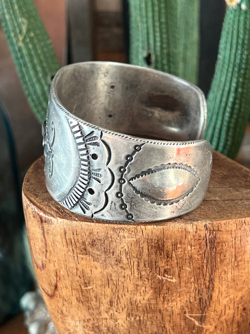 Hand Forged Old Pawn Sterling Silver Ingot Cuff Bracelet by Santa Fe Artist, Buffalo: The Buckle