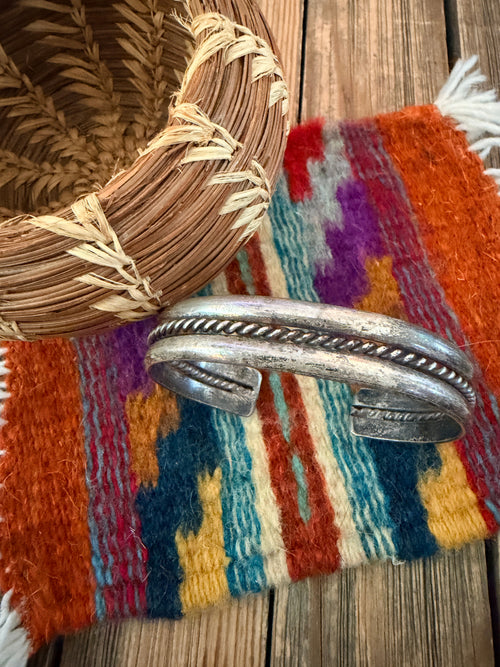 Handcrafted Old Pawn Sterling Silver Cuff Bracelet