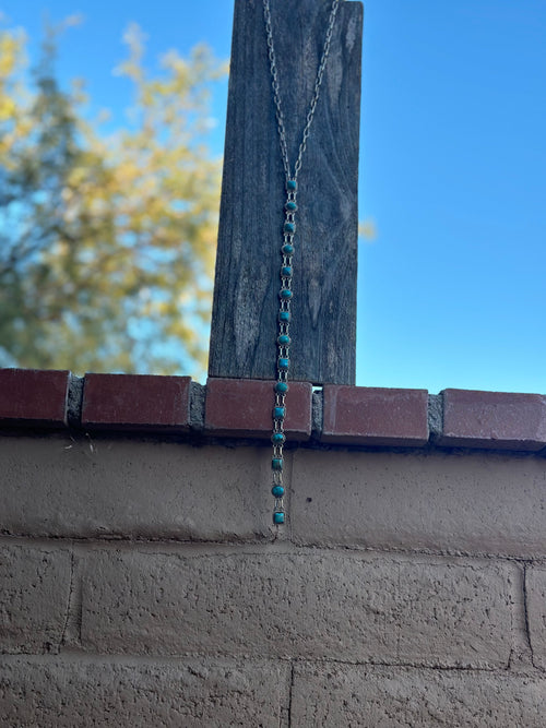 Handmade Royston Turquoise & Sterling Silver Bolo Necklace