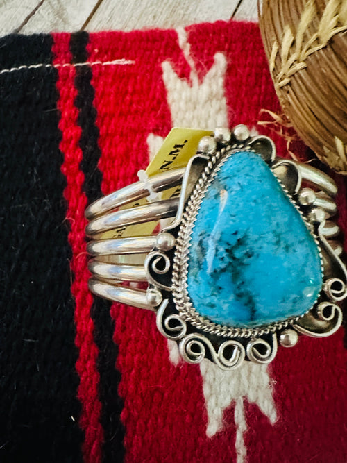 Old Pawn Navajo Sterling Silver & Turquoise Cuff Bracelet