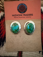 Handcrafted Old Pawn Sonoran Mountain Turquoise & Sterling Silver Post Earrings