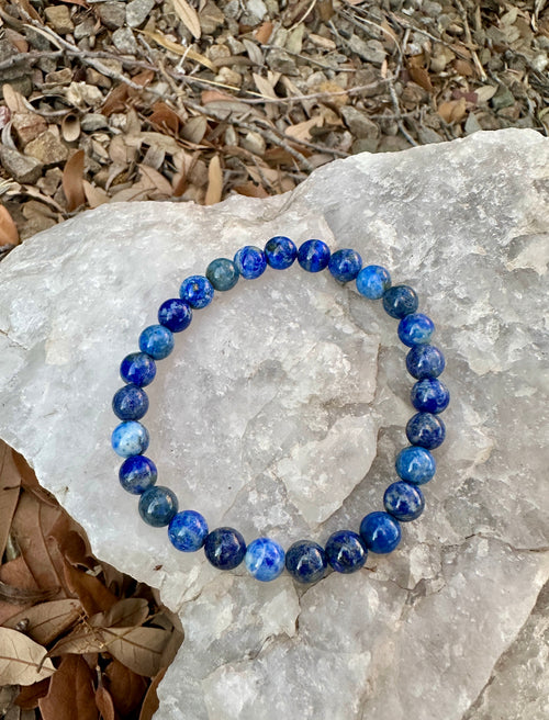 Lapis Beaded Stretch Bracelet 7mm