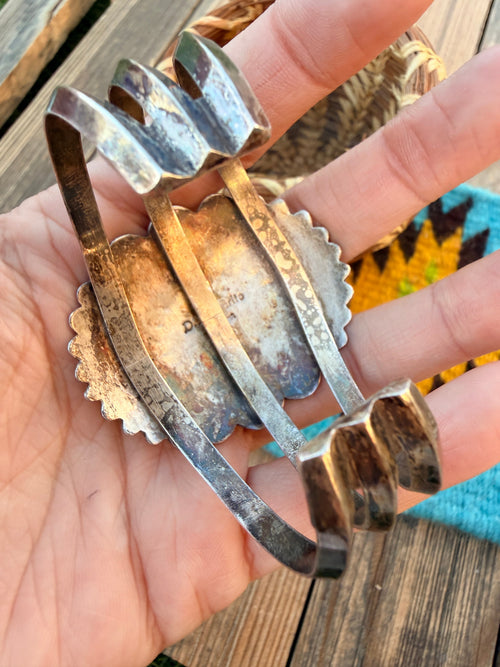 Handcrafted Old Pawn Sterling Silver Concho Cuff Bracelet