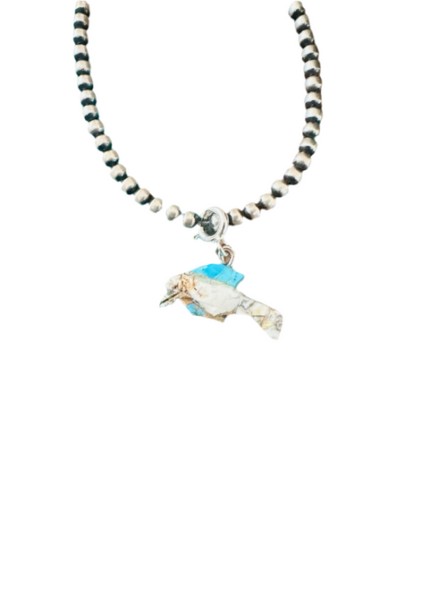 Navajo Hand Carved Blue Mojave Dolphin Charm