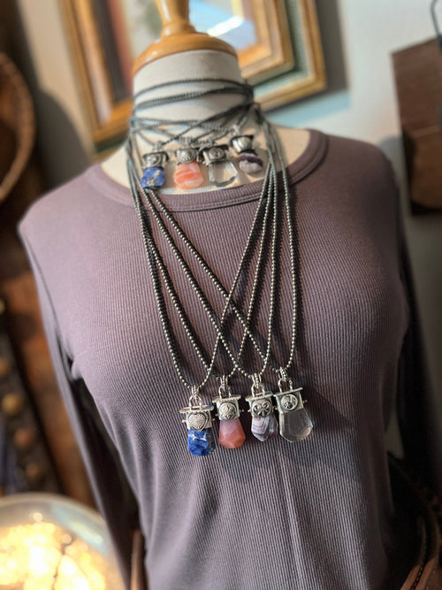 Tularosa Sterling Silver Gem Collector 30” + 2” Beaded Necklace w/ Faceted Sodalite Pendant