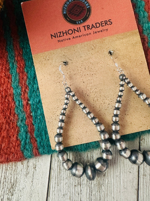 Handcrafted Sterling Silver Beaded Dangle Hoop Earrings