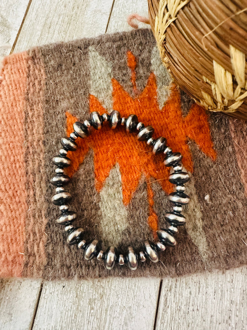 Navajo Sterling Silver Pearl Beaded Stretch Bracelet