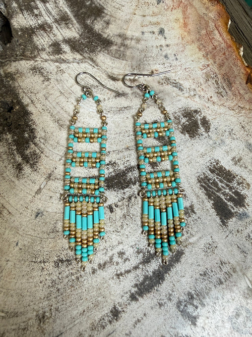 “The Golden Collection”  Canyon Breeze Handmade Multi Color Beaded Earrings
