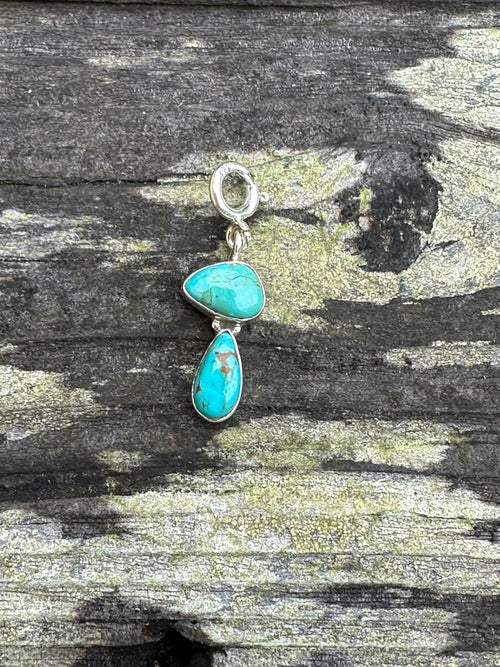 Sterling Silver and 2 Stone Turquoise Charm