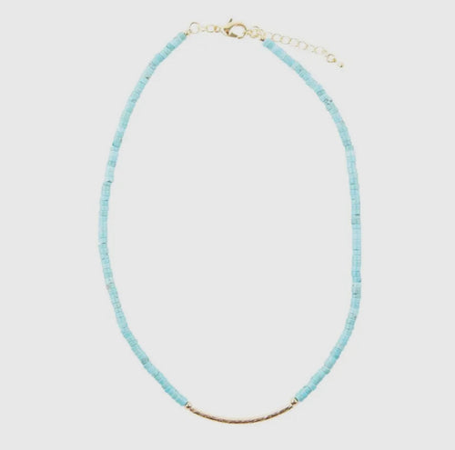 “The Golden Collection” Handmade Turquoise Beaded 14k Gold Plated Beaded Necklace
